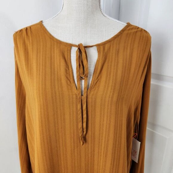 Knox Rose Peasant Top Womens XXL Rust Heritage Tie Ruffle Cuffs Rayon Boho Flowy - Picture 2 of 15